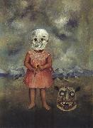 Frida Kahlo Girl with Death Mask oil on canvas